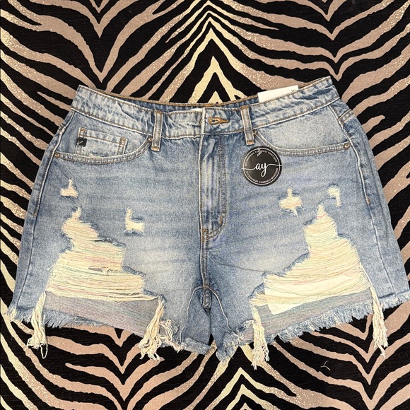 KanCan Pants - KanCan Light Blue Distressed Jean Shorts